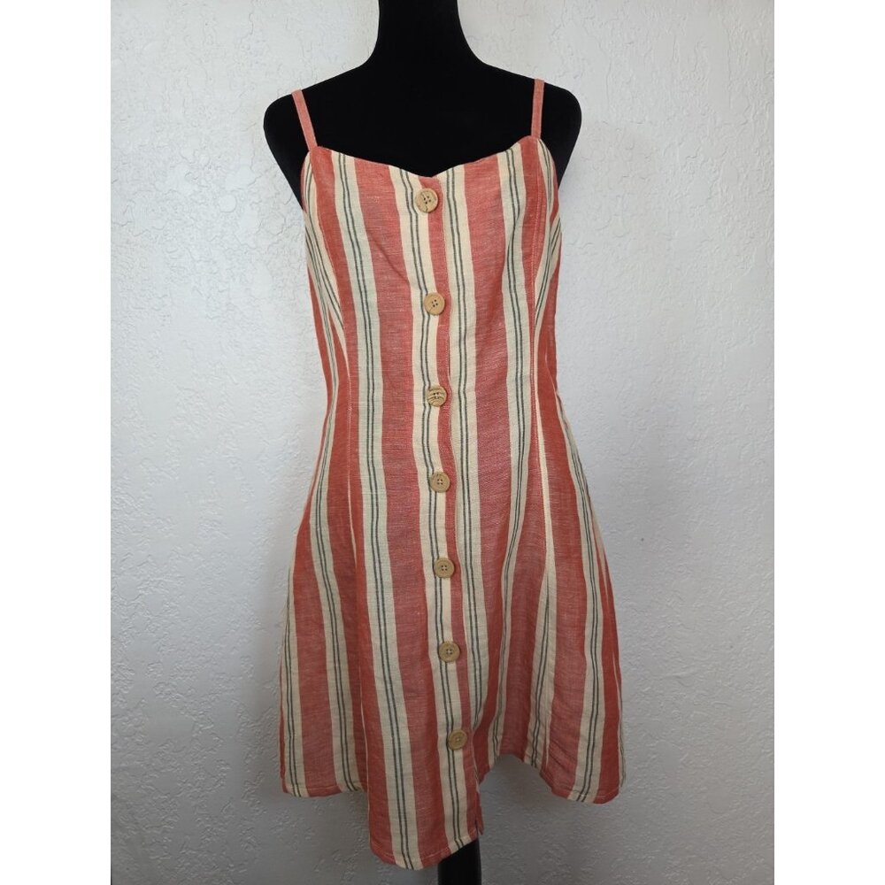 Urban Outfitters Dress XS Linen Striped Button Down Crossback Mini Dress